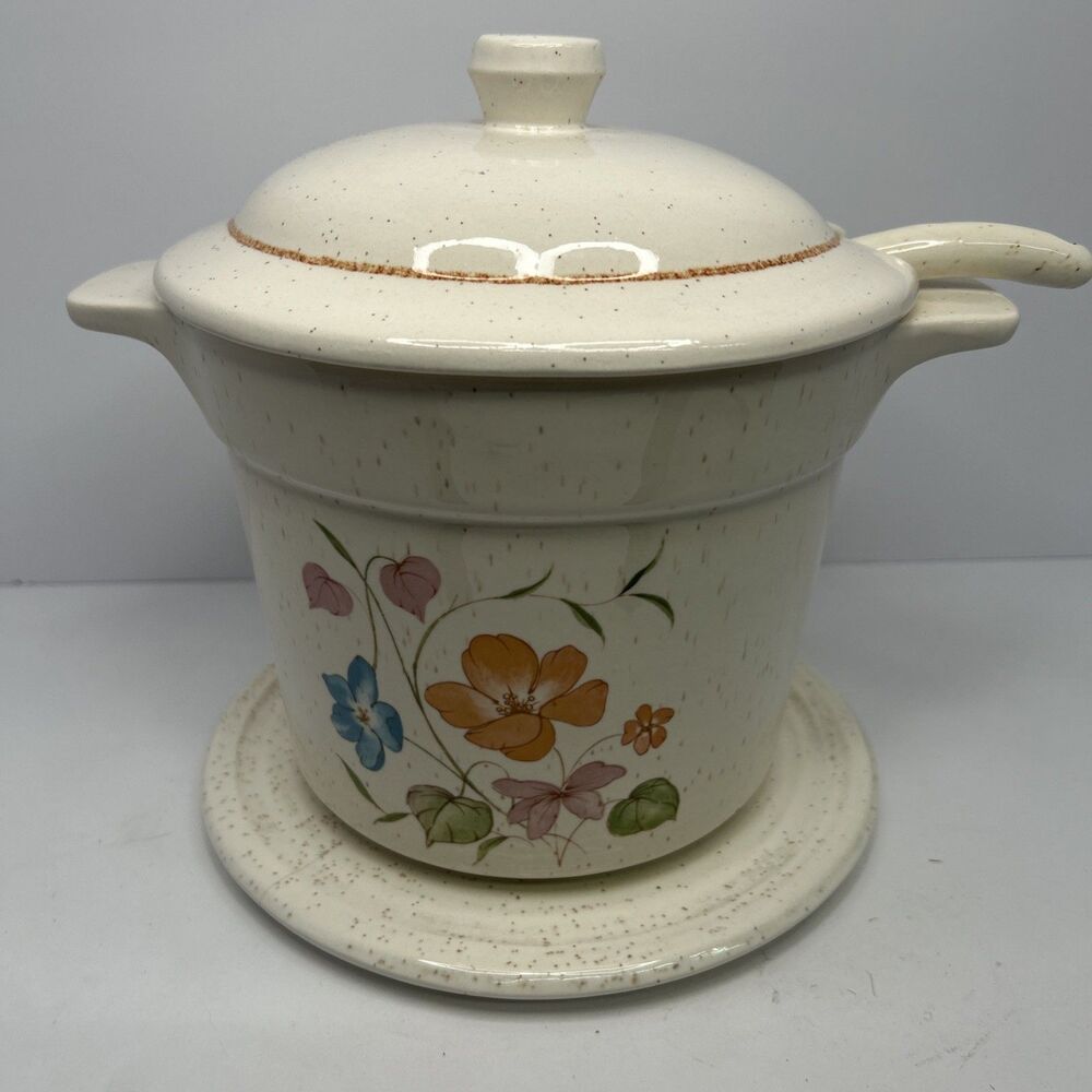 Vintage Treasure Craft Ceramic Soup Tureen Set with Ladle & Underplate Poppy